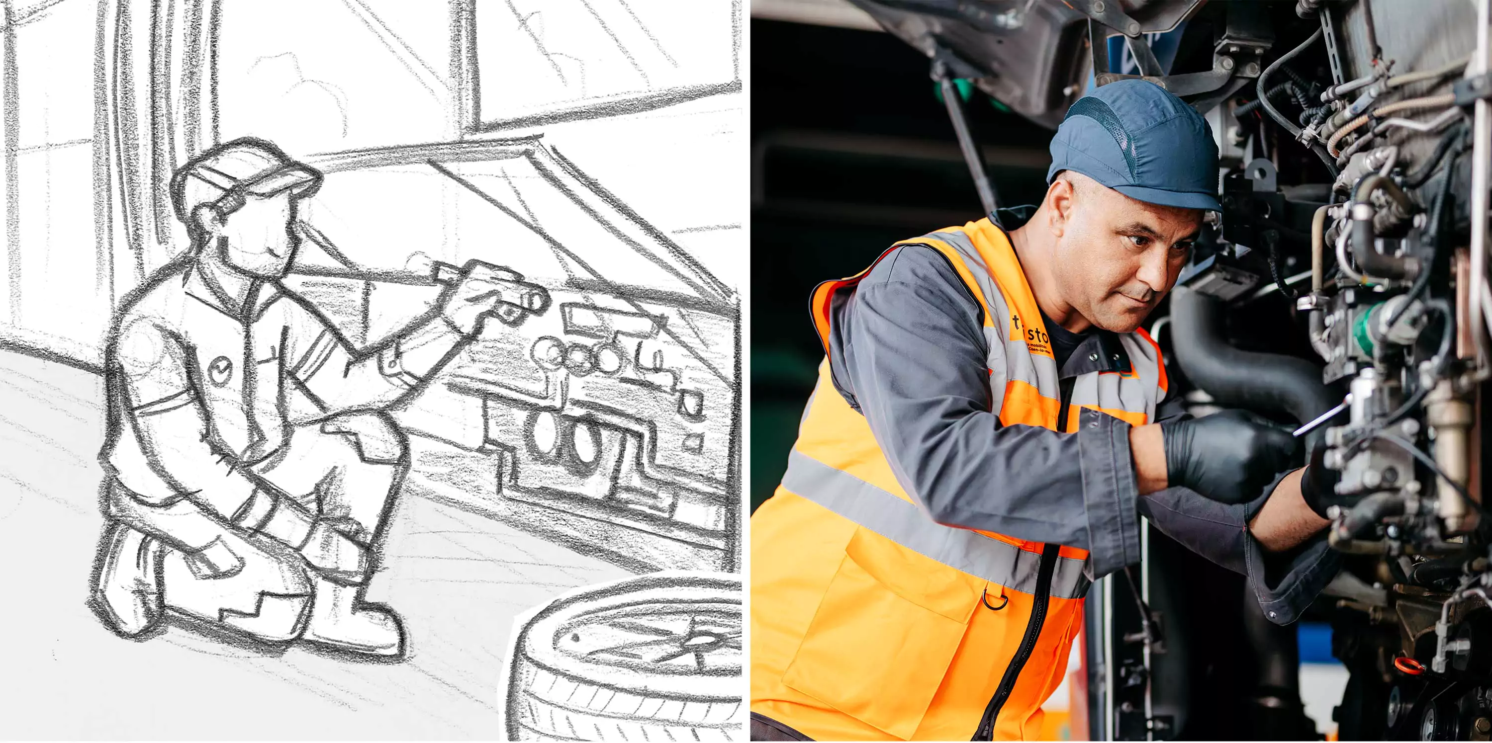 Croquis et photo campagne de recrutement Twisto