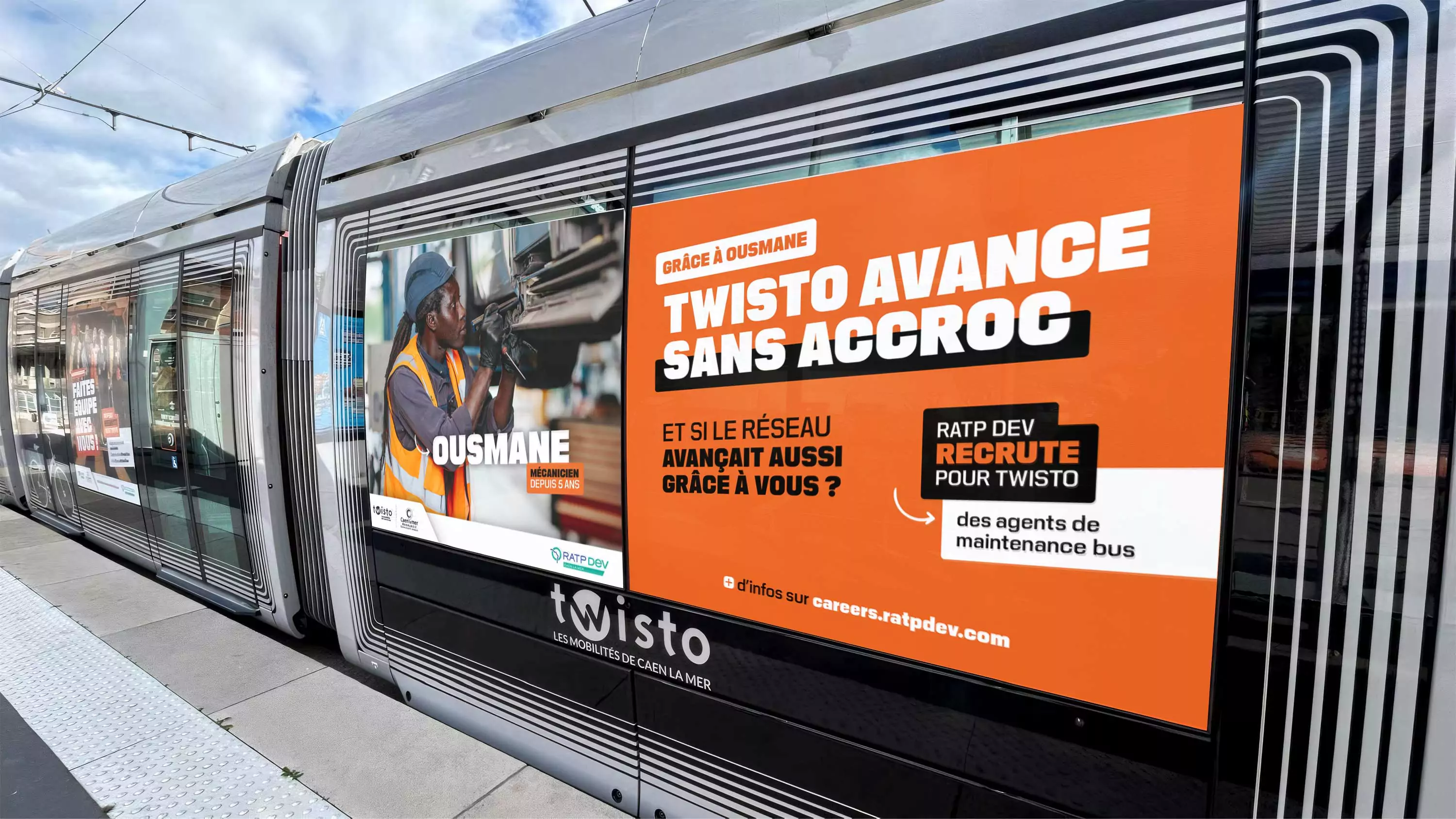 Photo tram campagne de recrutement Twisto