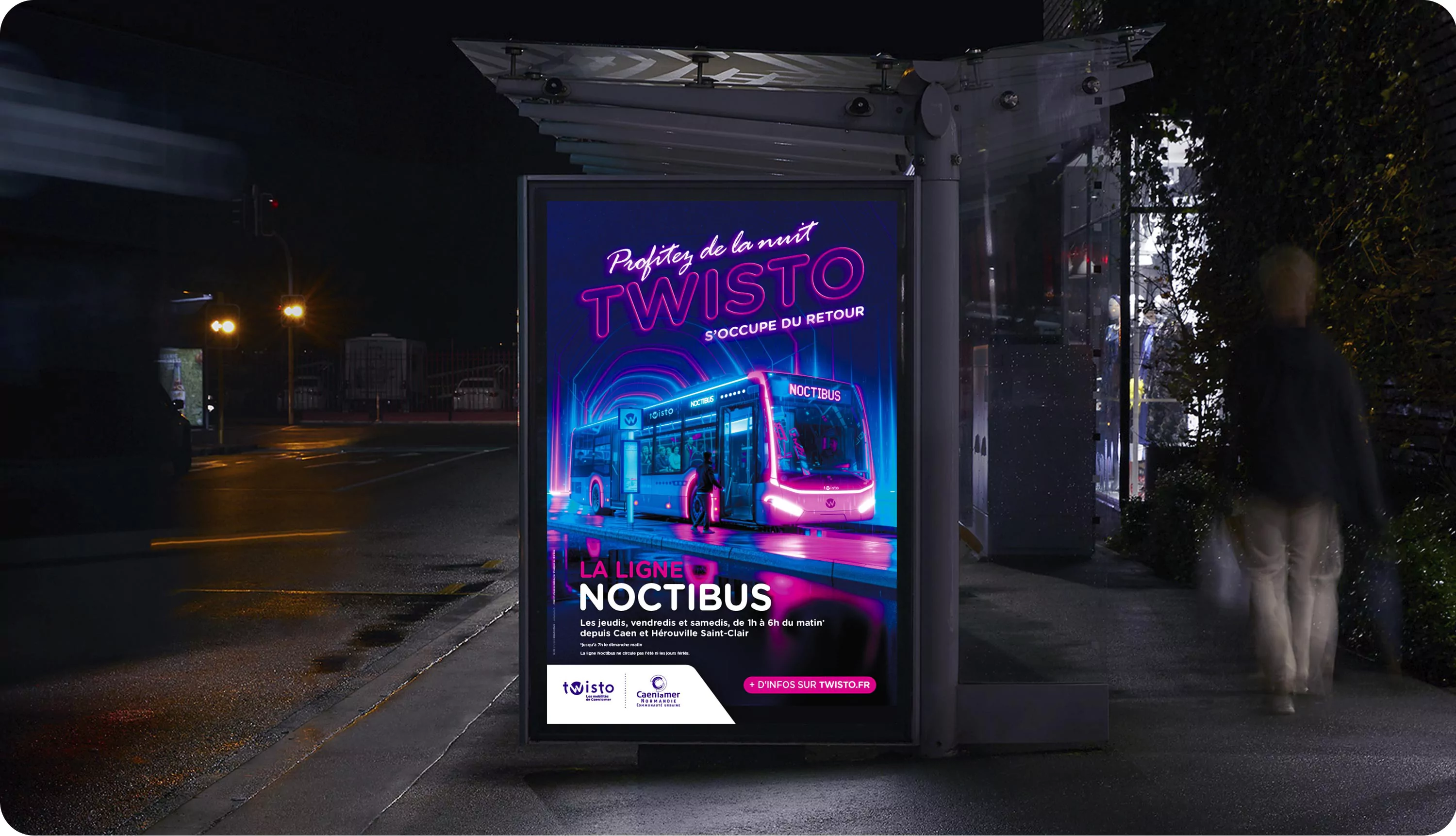 Mock-up abri-bus du master visuel Noctibus