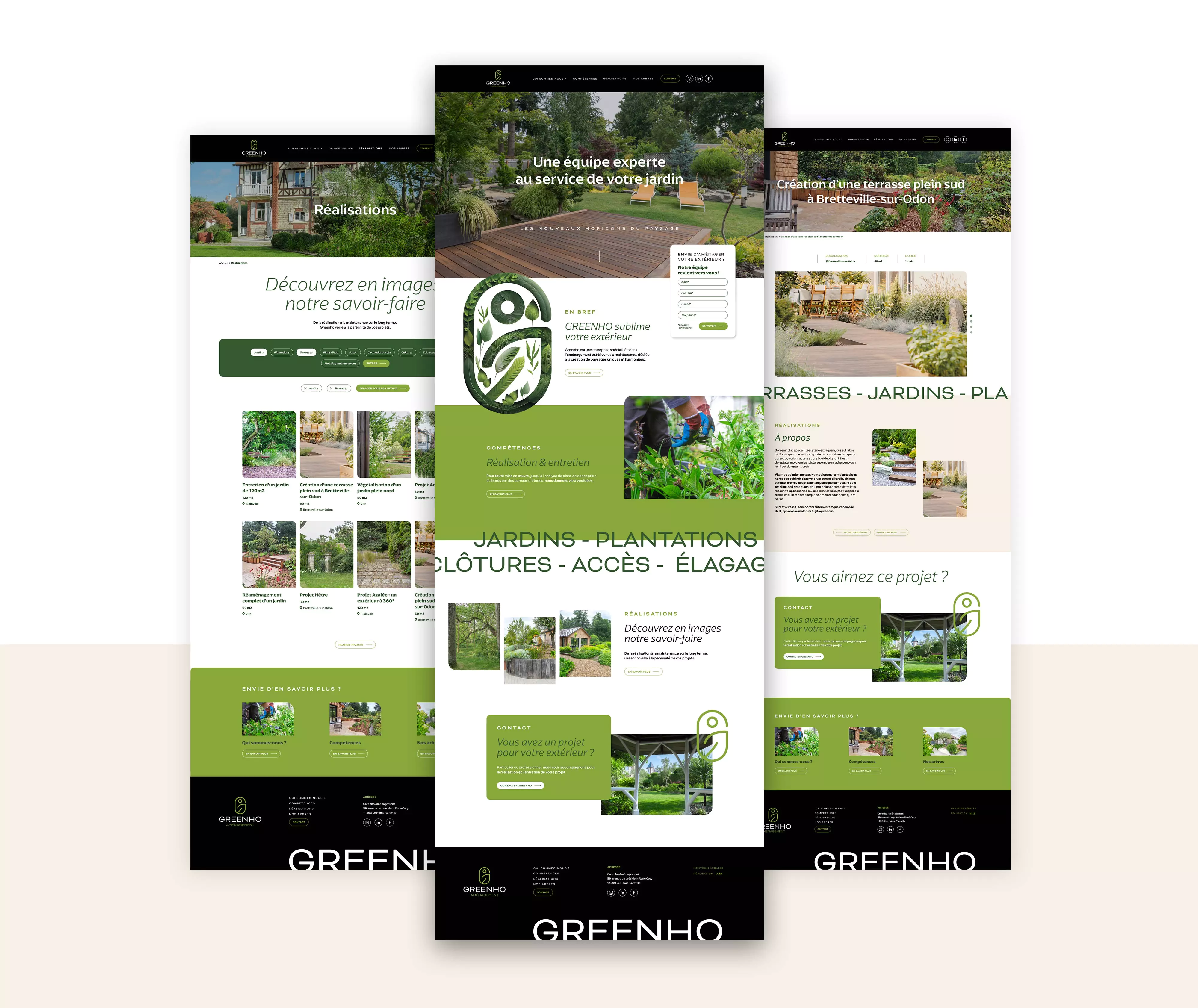 Le détail des pages du site